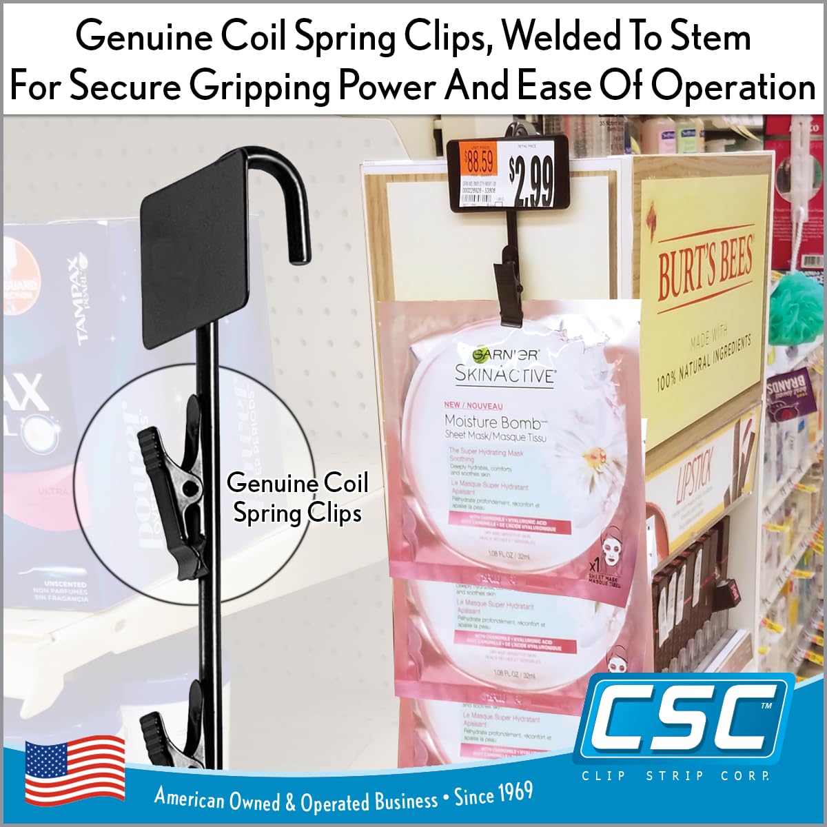 3 Pack Clip Strip Heavy Duty Metal Merchandising Strips, Clip Strips for Hanging Chips, Snacks, Candy in Retail Stores, Black, 31" Long, 2.5" W x 1.5" H Header, 12 Hook Stations