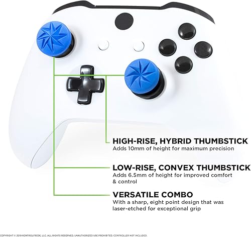 Miniatura 2 de KontrolFreek FPS Freek Edge para Xbox One y Xbox Series X Controller Pulgares de rendimiento 1 convexo de tiro alto 1 convexo de tiro bajo azul