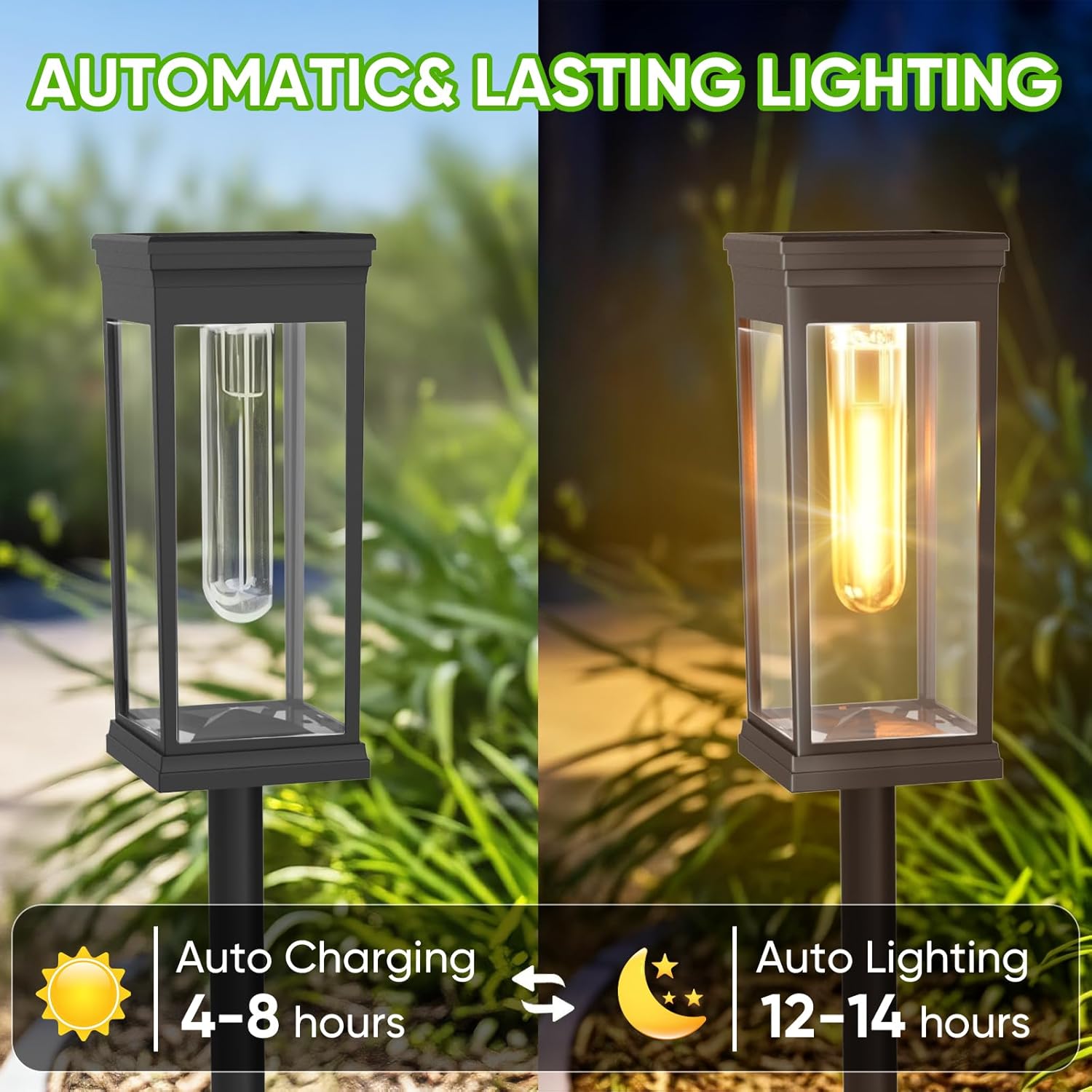 8 Pack Solar Pathway Lights Outdoor,IP65 Waterproof - Bright Solar Lights Outdoor,Auto On/Off Pathway Lights Solar Powered,Solar Path Lights for Walkway Driveway Garden