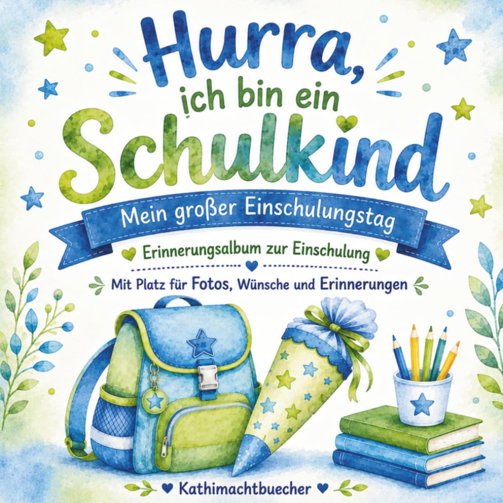 Hurra, ich bin ein Schulkind!: Mein großer Einschulungstag – Erinnerungsalbum zur Einschulung mit Platz für Fotos, Wünsche, Glückwünsche und unvergessliche Erinnerungen