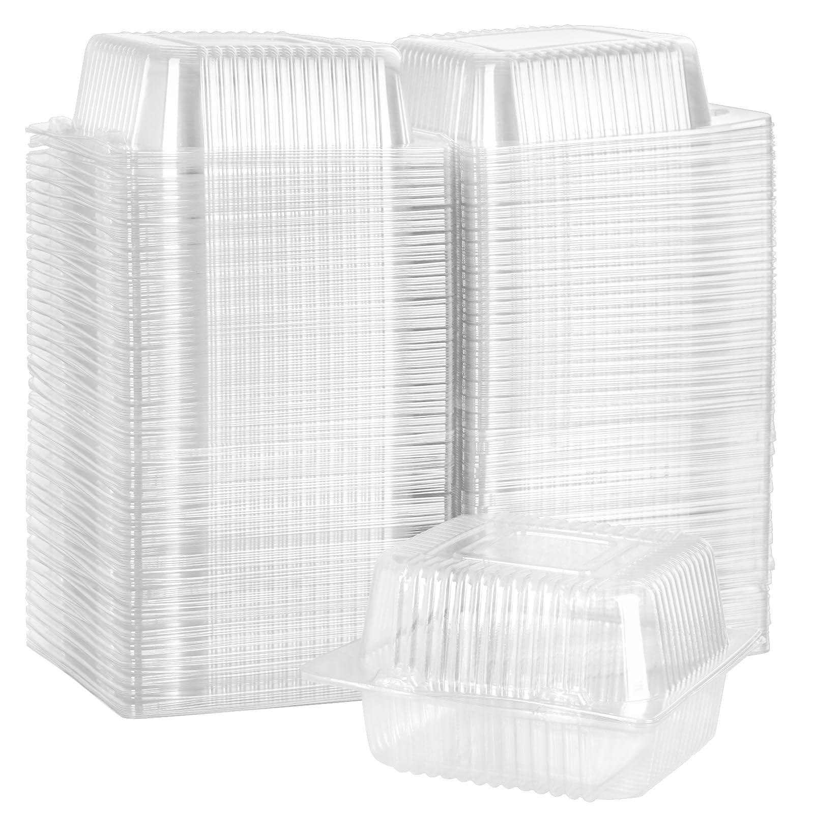 HEIHAK 200 PCS Plastic Cake Slice Boxes, 13.5x12x7.2cm Square Plastic Transparent Cake Box, Cake Boxes for Cake, Biscuits, Desserts, Cheese, Sushi, Fruit