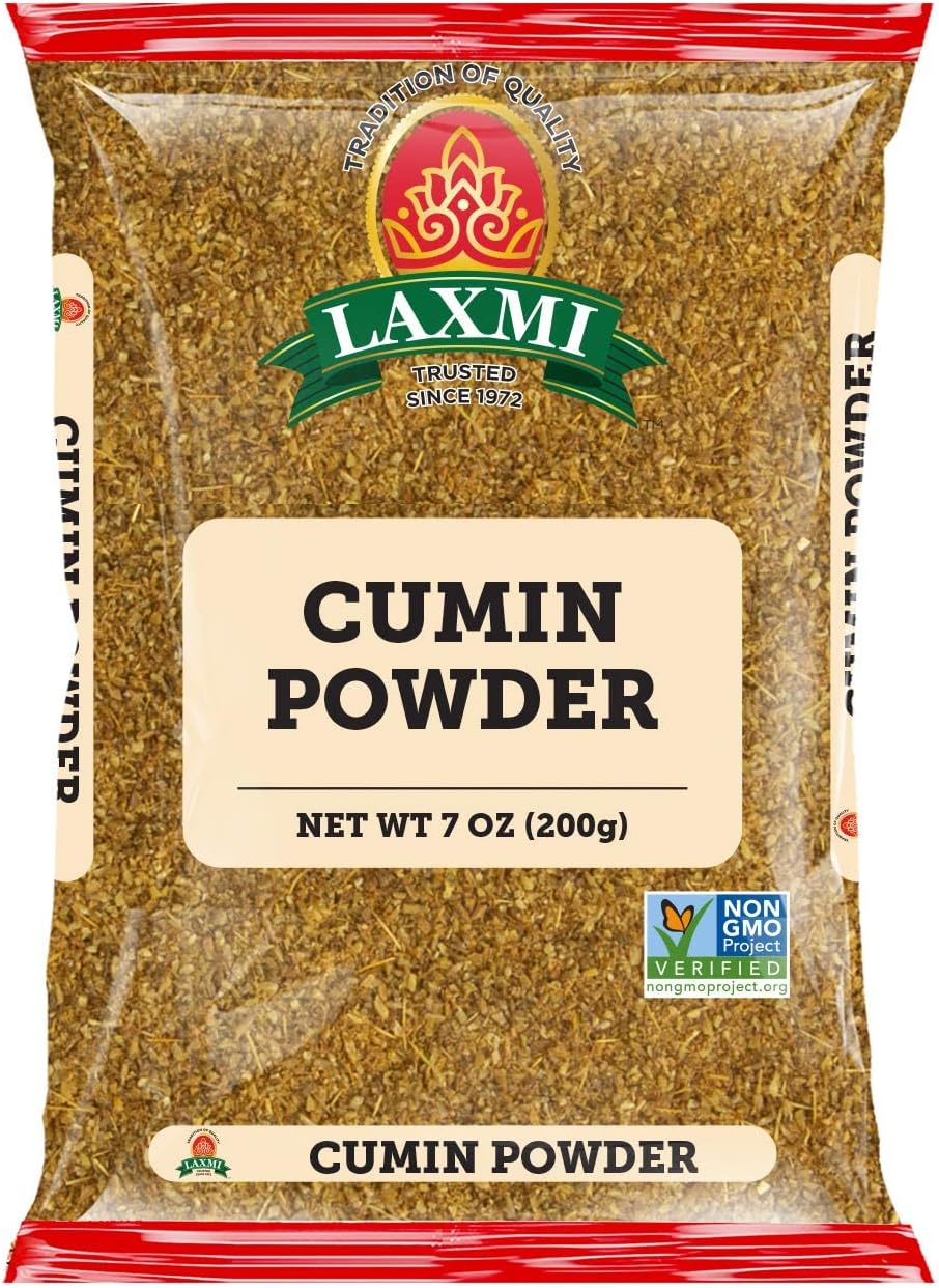 Laxmi Organic Cumin Powder, All Natural Dried Cumin Powder, Jerra Powder, Freshly Ground Seeds, Great for Curry or Chili, Fertilizer and Pesticide Free, USDA Organic, Product of India (7oz)
