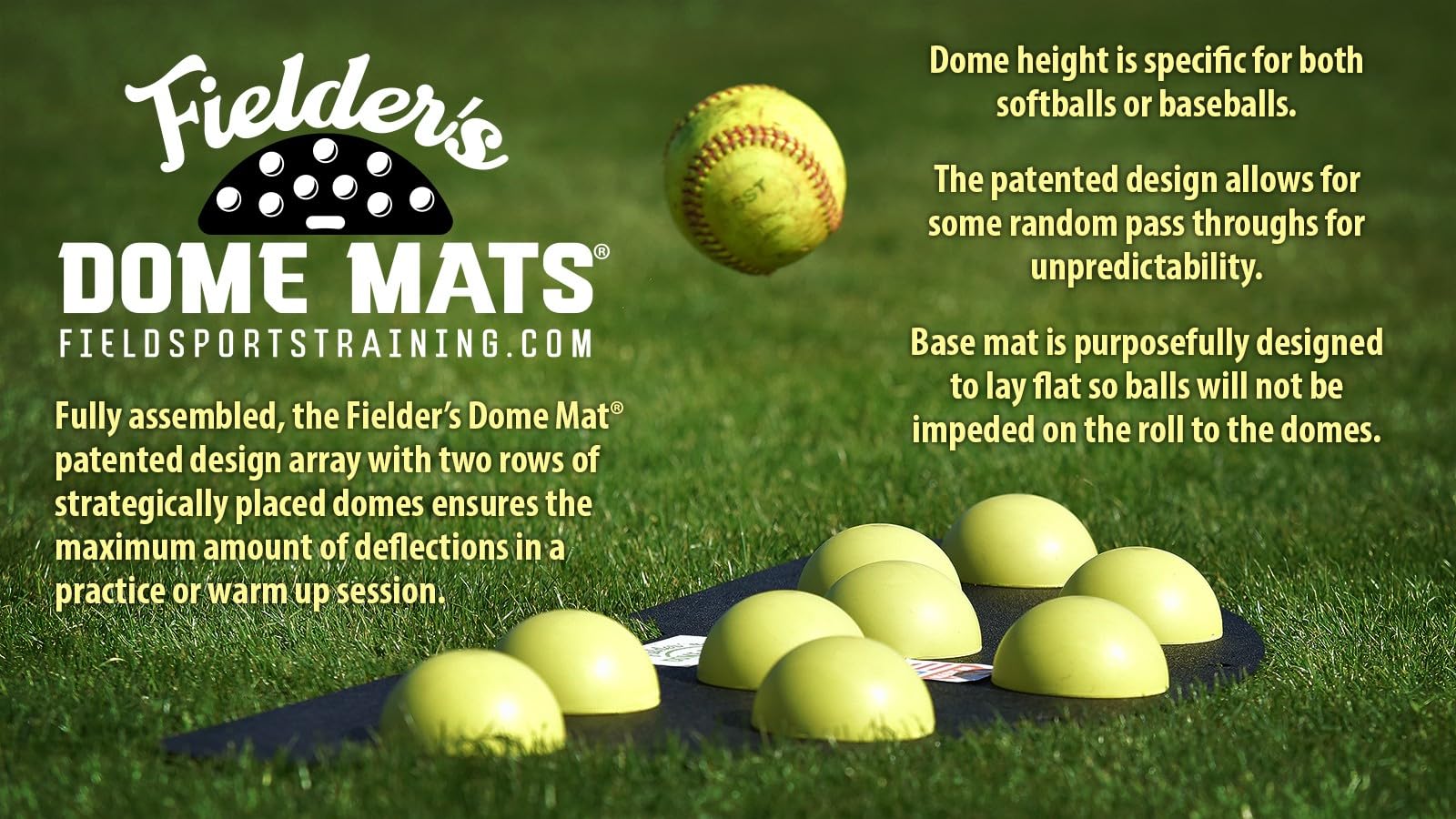 Fielder's Dome Mat - Baseball and Softball Training Equipment for Improved Fielding, Catching, Agility, Hand-Eye Coordination, Focus and Reaction Sports Speed Skills Development. 33.5" x 14" x 1.75"
