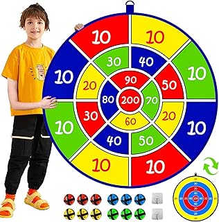 Jesitai Dart Board for Kids, Double-Sided Dart Board Game Set with Sticky Balls and Safe Darts - Indoor/Outdoor Toys for ...