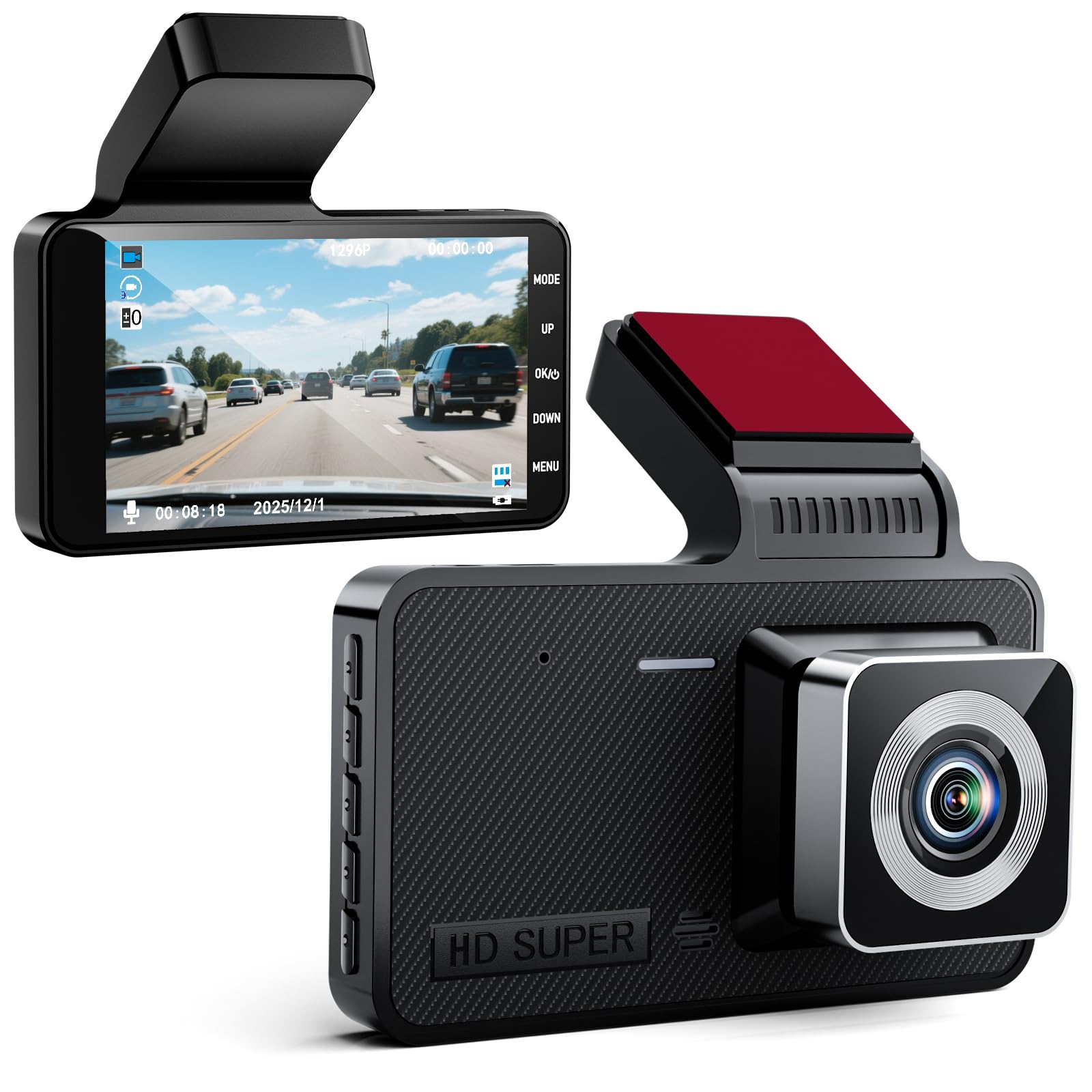 Photo 1 of 4-inch dashcam, 1080P Full HD car Video Recorder, Equipped with a 170° Ultra-Wide-Angle Lens, Night Vision Function, and Loop Recording.