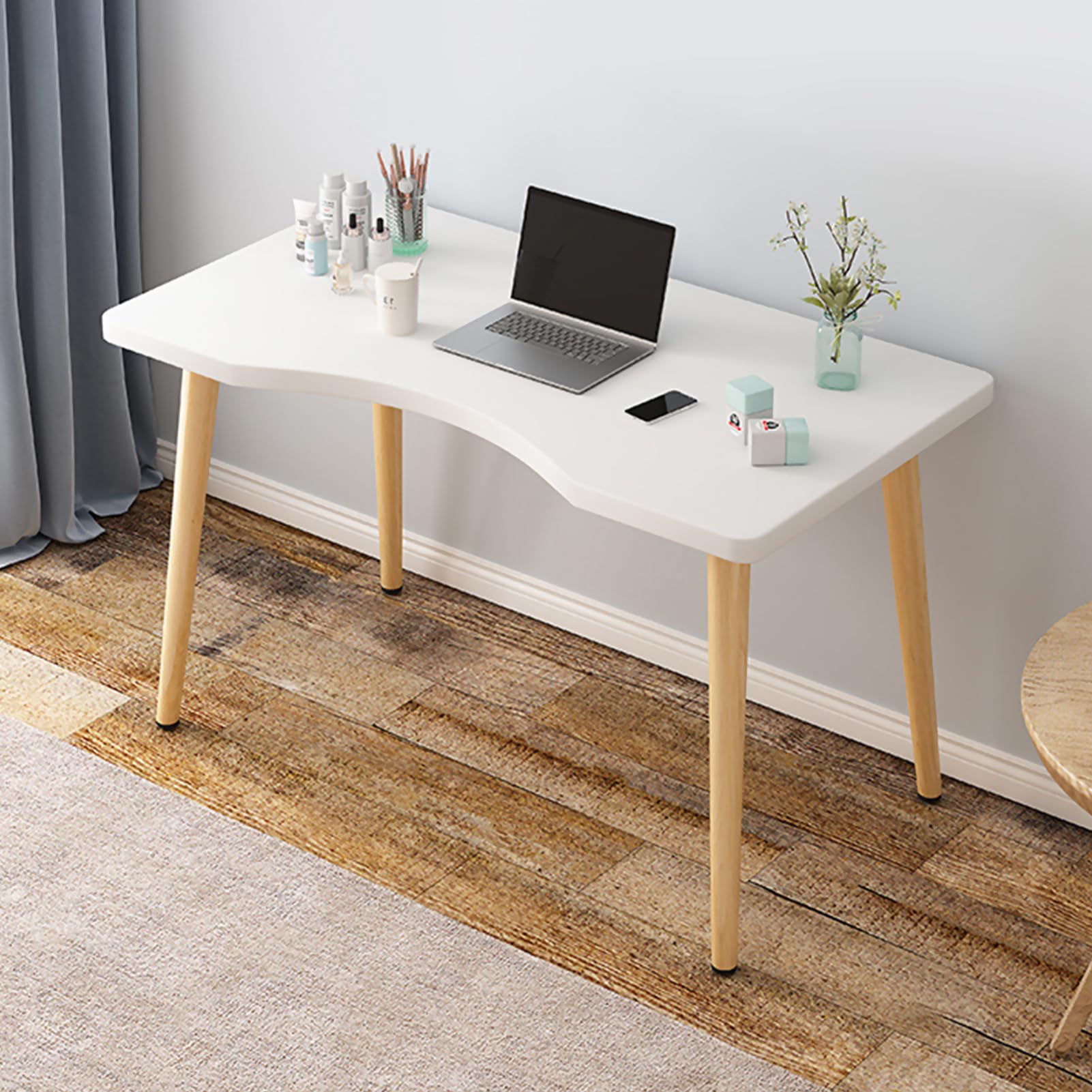 DAYONG Home Office Computer Desk, Wooden Study Writing Table, Gaming Desk, Laptop Table,Modern Simple Style Easy Assemble Desk for Bedroom, Study, Small Space(A-White, 100 * 50 * 74CM)