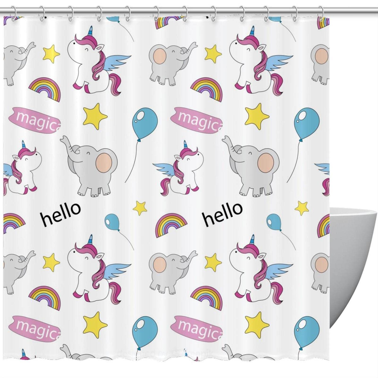 Rideau de douche licorne coloré pour égayer le bain des enfants dans la salle de bain