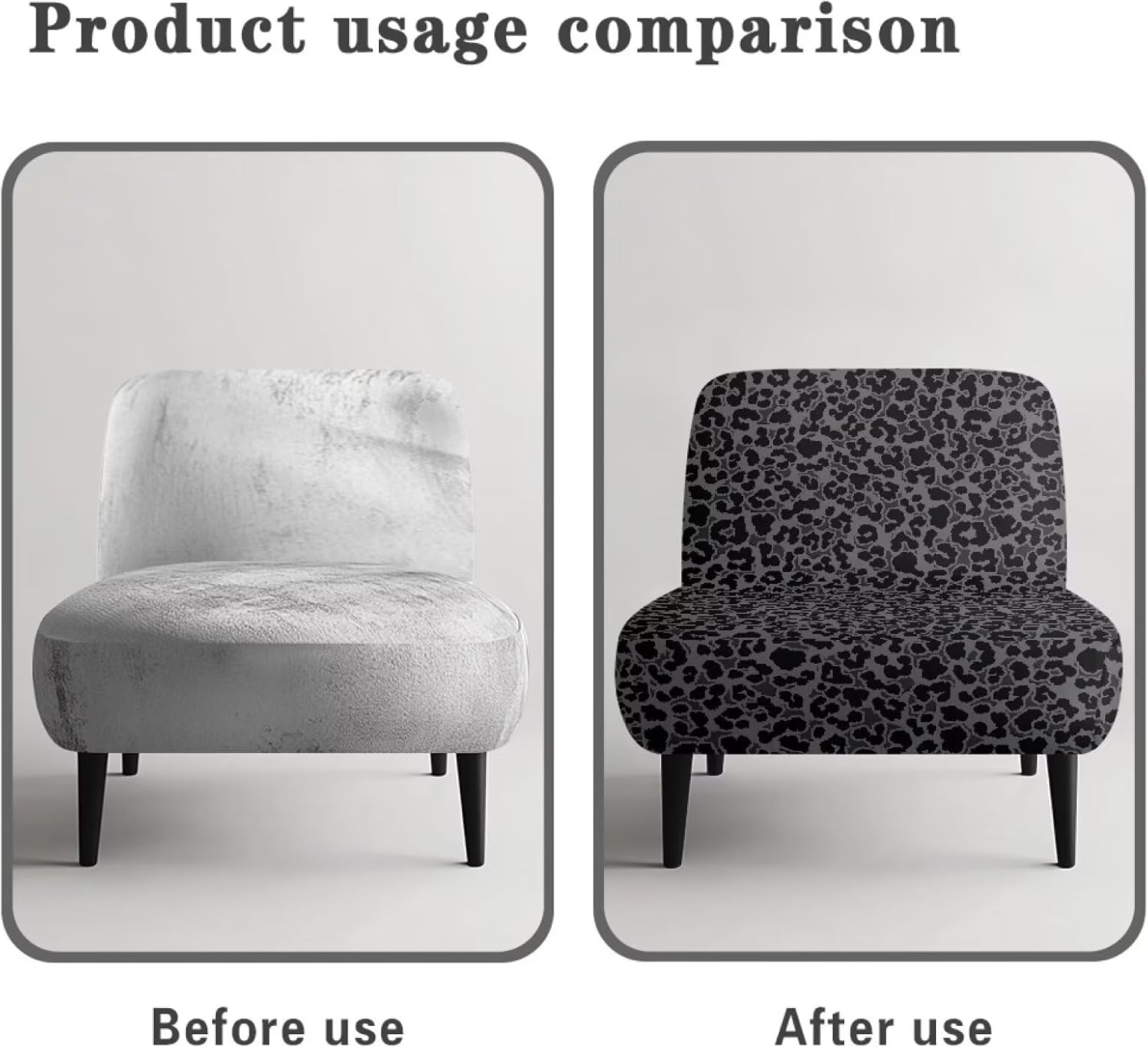 Talayituse Black Leopard Print Accent Chair Cover Slipcover, Armless Stretch Super Soft Chair Slipcovers for Armless Chair Furniture Protector with Elastic Bottom, Pack of 1