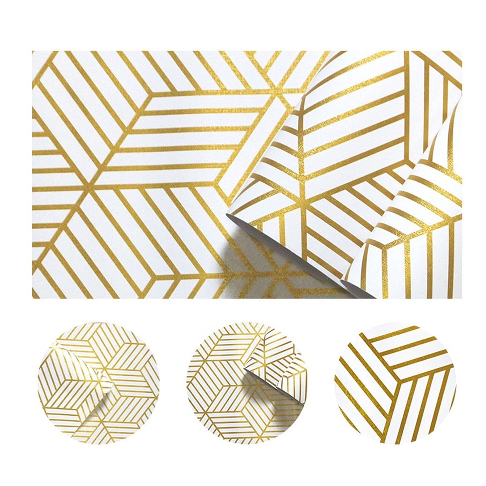 Pegatinas de Pared Línea de oro figura geométrica sólida pegatina auto adhesiva vinilo papel tapiz de papel decoración de papel de pared pelada y palo Decoración de la casa Adhesivos Pared