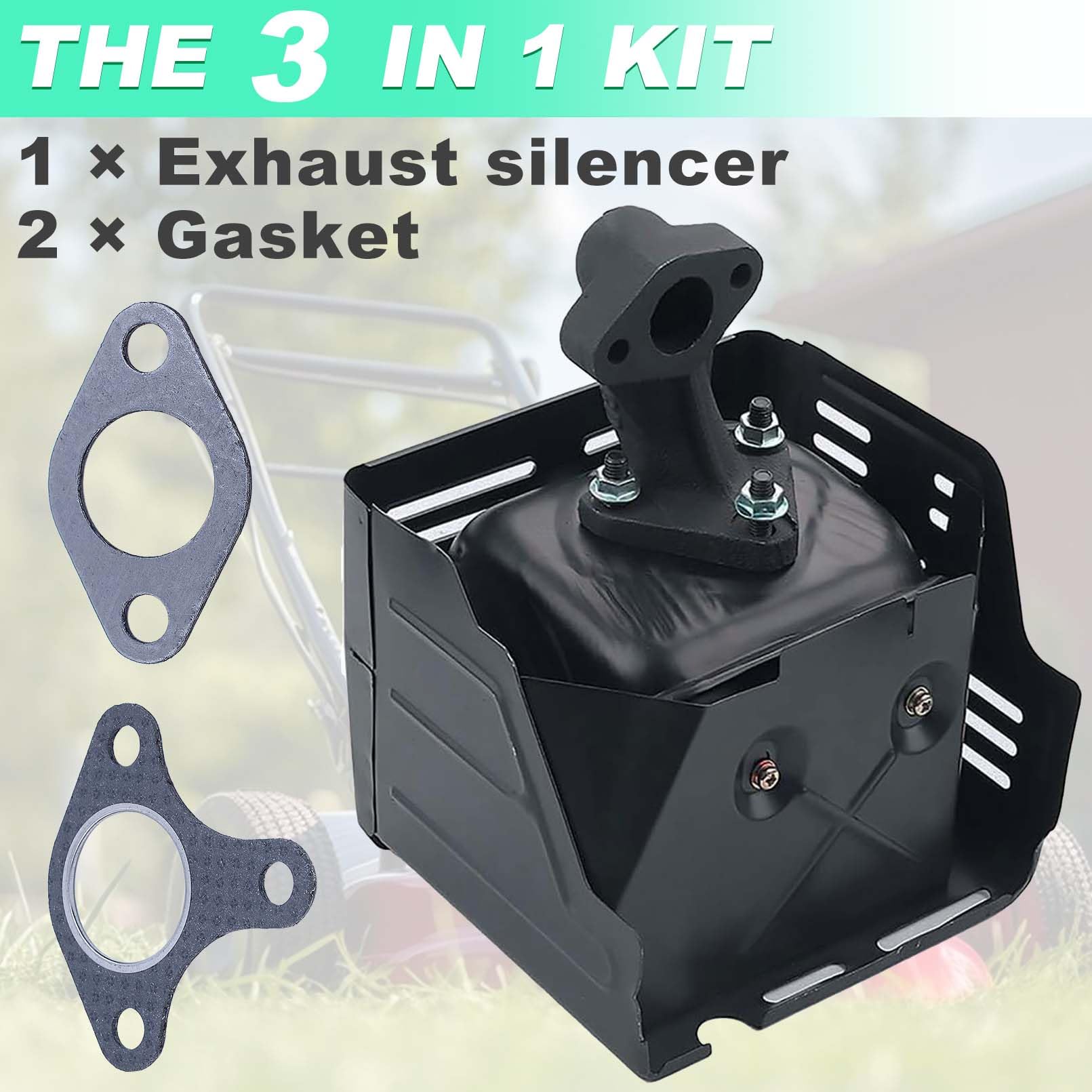 Marmitta Scarico per Honda GX390 GX340 13HP 11HP Motore, ADEFOL Scarico con Tubo + Guarnizione Ricambi per Motori a 4 Tempi Valvole di Scarico Accessori Marmitta Silenziatore