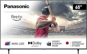 Panasonic W95 Series 65-inch Mini LED 4K Ultra HD Smart Fire TV, Sport Stadium Mode, ATSC3.0, Dolby Vision IQ, Dolby Atmos, HDR10+ Adaptive, Press and Ask Alexa, 144Hz, Wall-mountable - 65W95AP