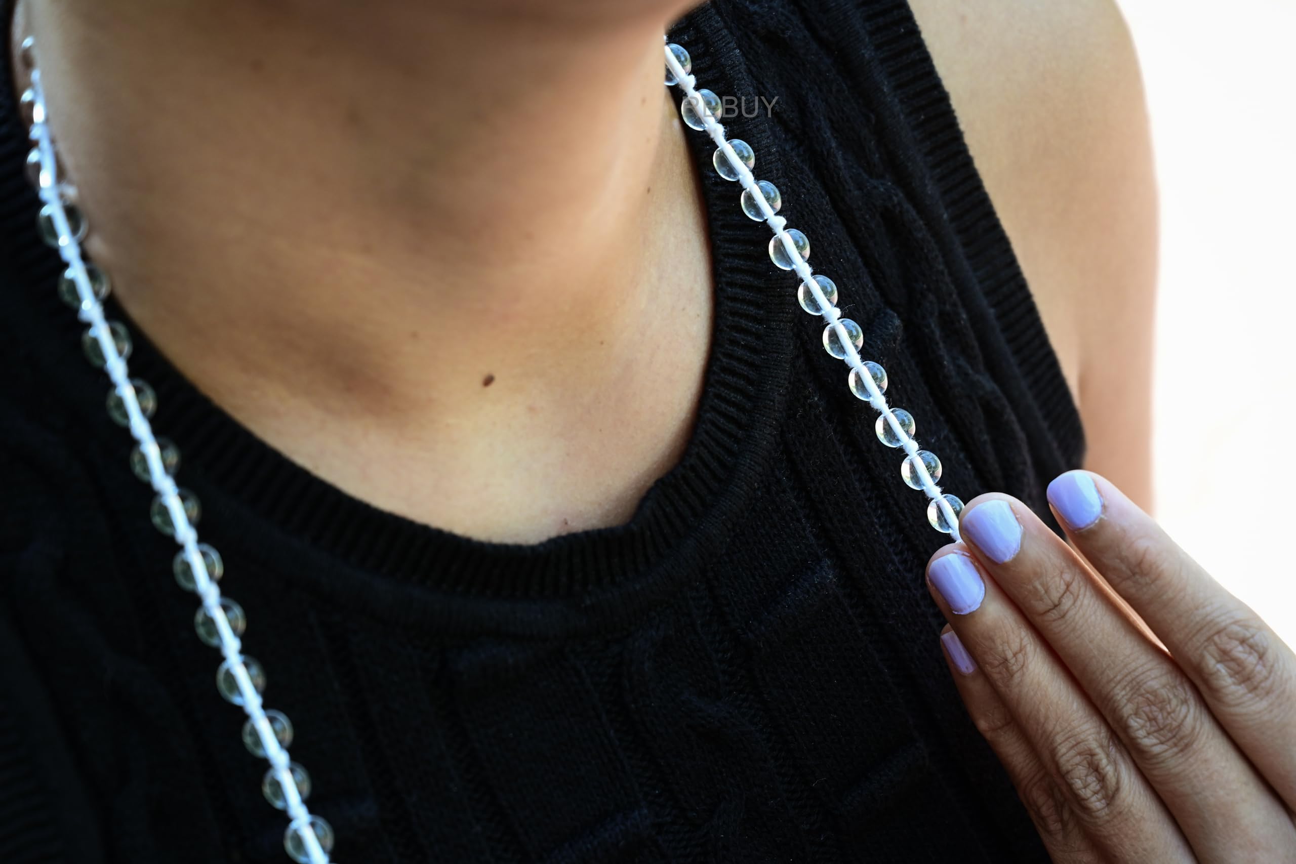 REBUY Clear Quartz Sphatik Mala108+1 Bead Healing Crystal Rosary Necklace Mala Bead Size 8 MM Natural Stone For Unisex Adult 3