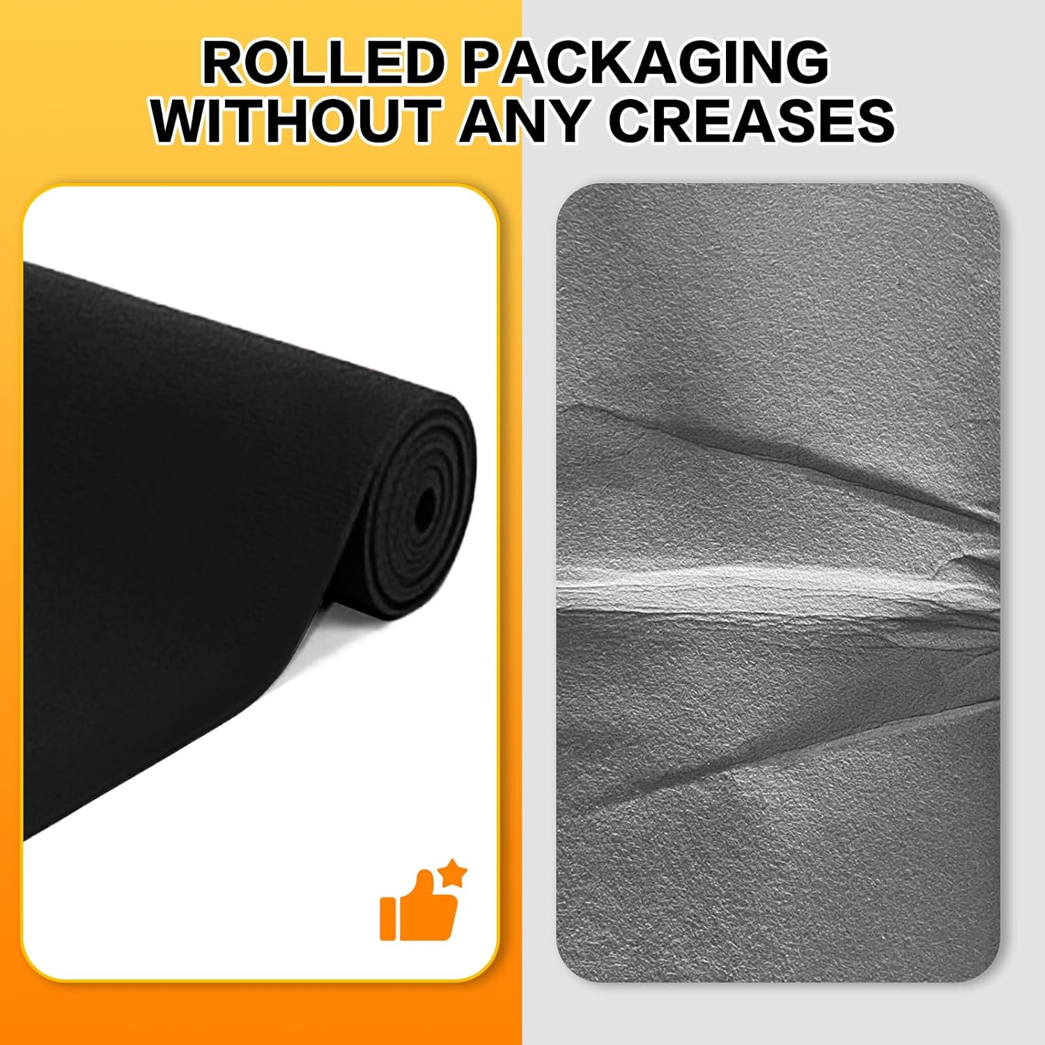 Black Carpet Runner for Party, Premium 160 GSM Felt Non-Woven Fabric Runway Rug for Party Wedding & Special Events,Rolled Package Without Creases (Black, 3X15 ft)