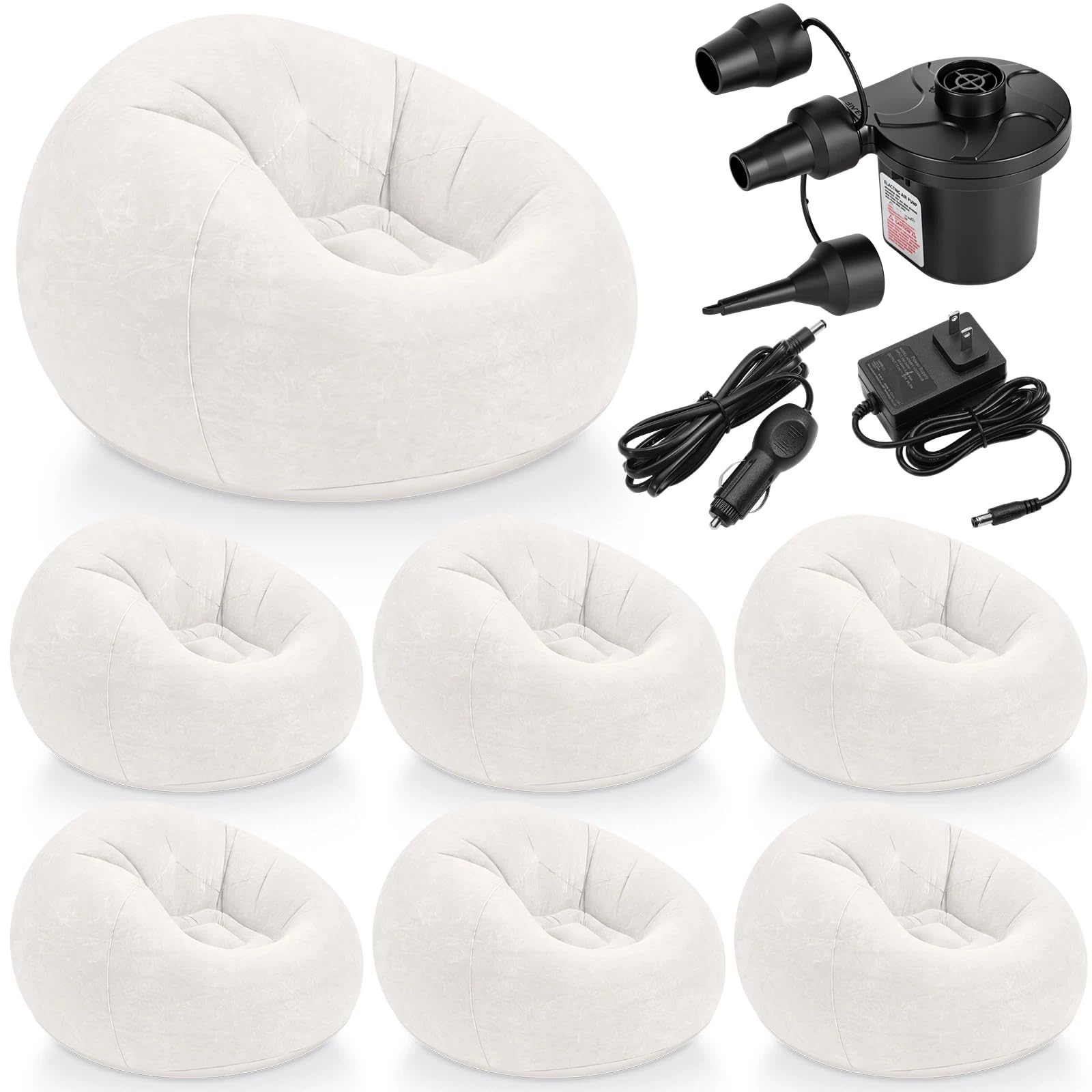 Photo 1 of Realspring Inflatable Bean Bag Chairs - Beige (6-Pack)