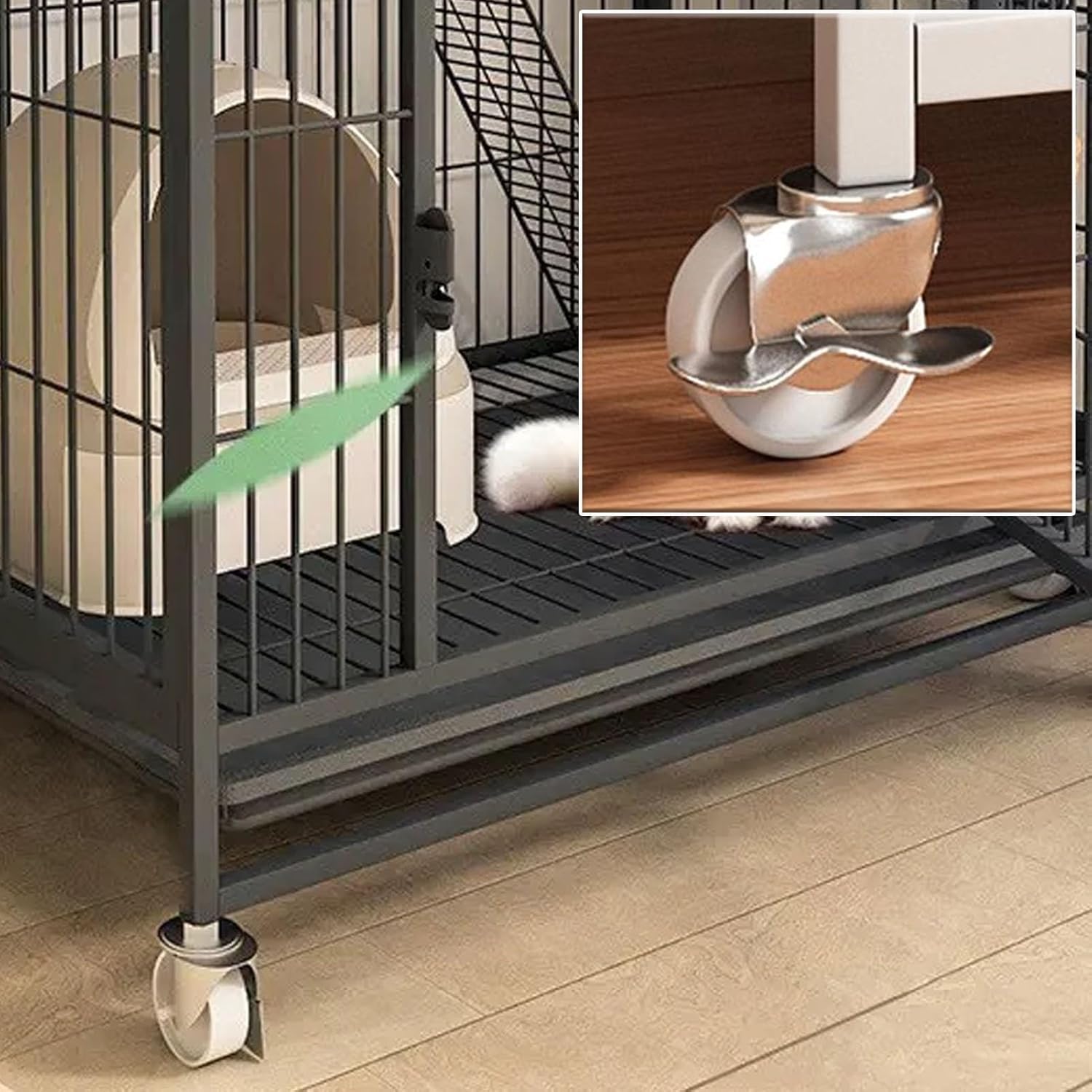 Cat Cage, Indoor Large Tier with Wheels and Tray, HD Clear Fence and Sturdy Metal Grid, Mobile Cats Playpen, Free Space Cats House for Cottage(Black)