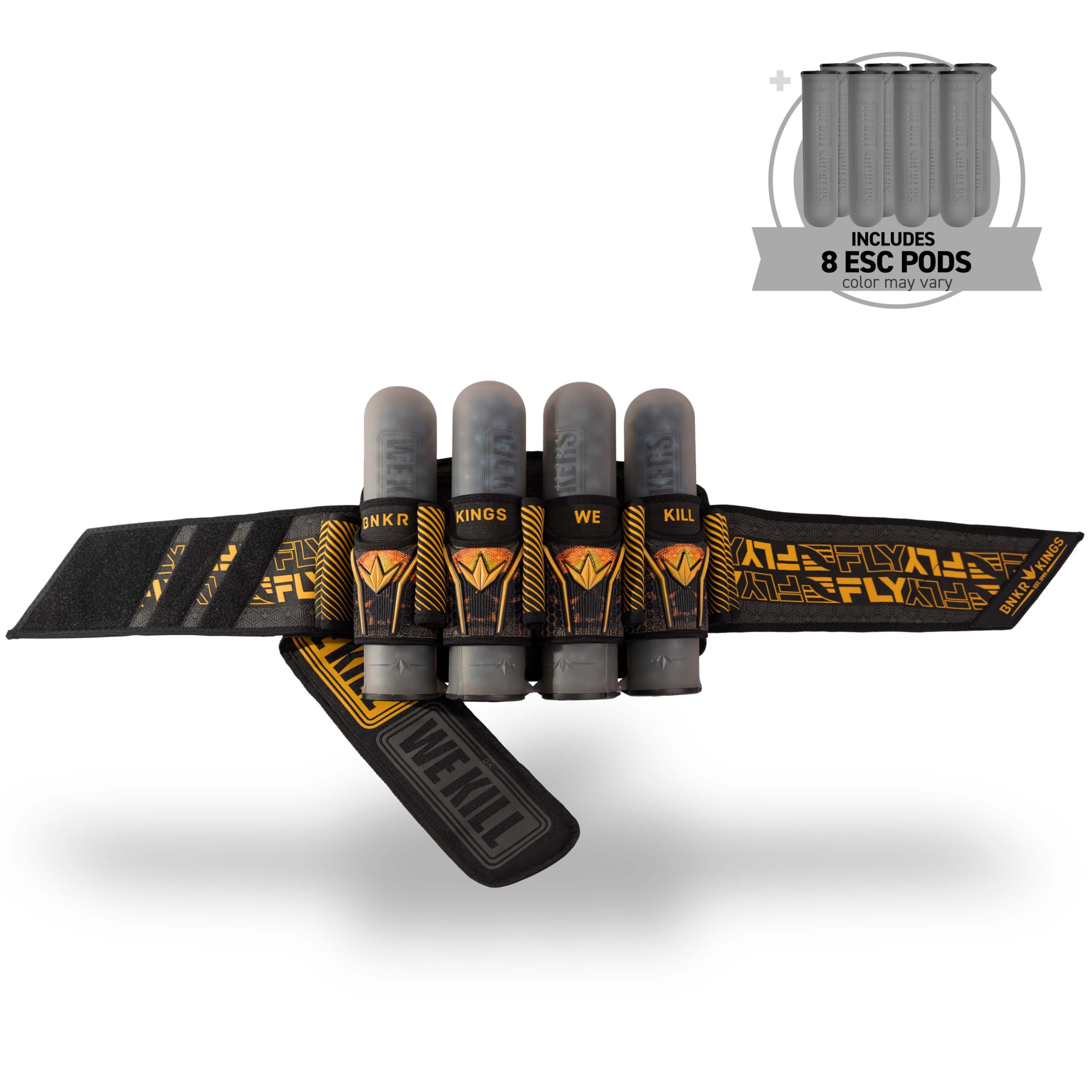 Bunkerkings Fly2 Skulls Paintball Pod Pack – Strapless Pack with 8 ESC Pods (4+7, Sunrise)