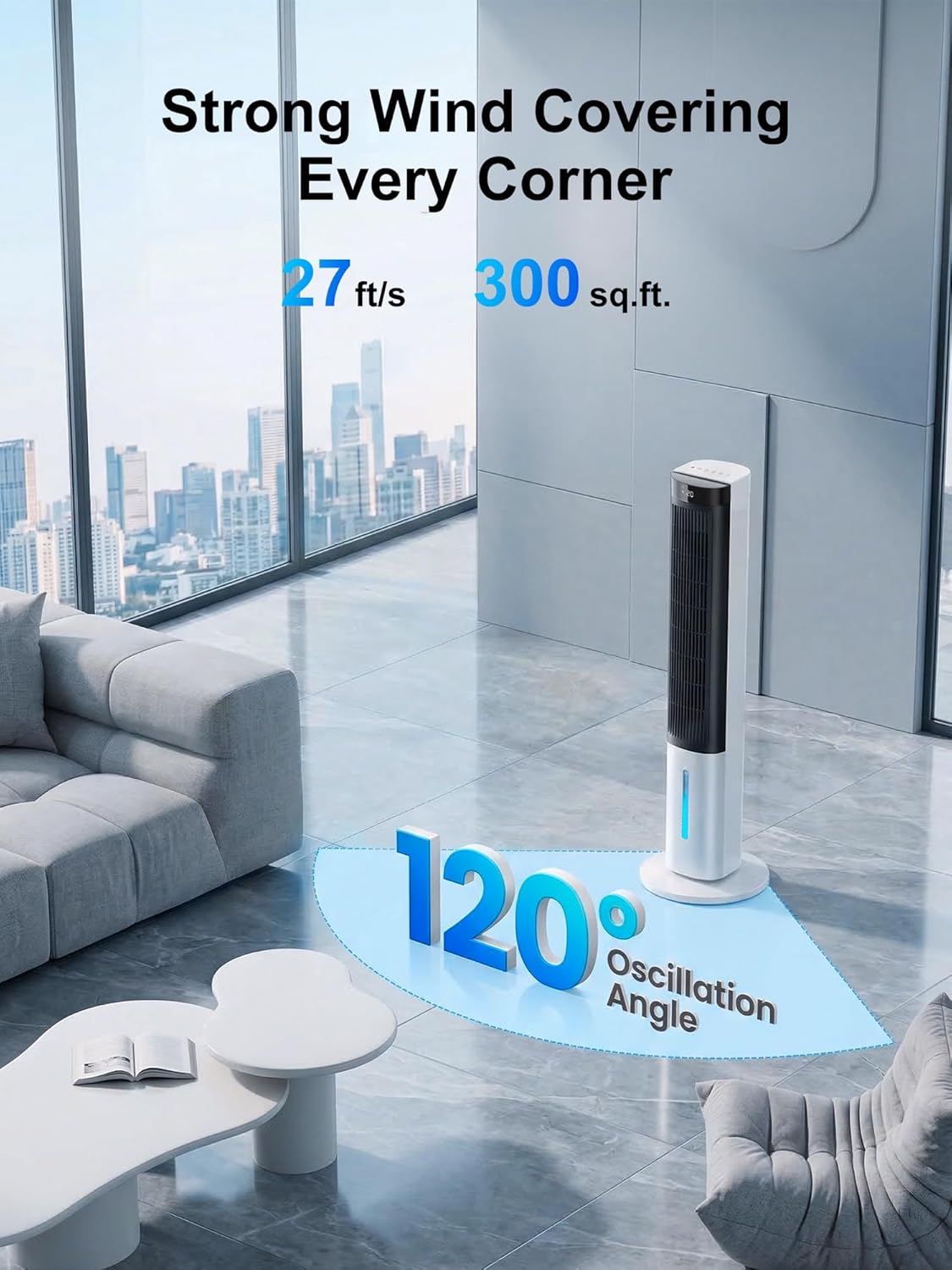 MEPTY Evaporative Air Cooler, 40" Windowless Portable Air Conditioners with 24H Timer, Cooling Fans that Blow Cold Air, 3 Speeds, 4 Modes, Remote,120°Oscillation, Swamp Cooler for Indoor Room Bedroom