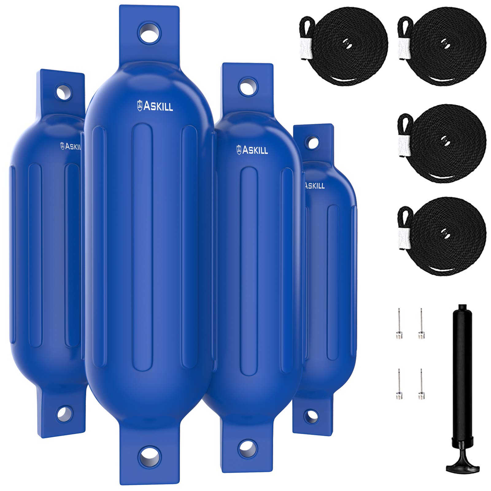 Buy Askill Boat Fenders Marine Vinyl Inflatable, 4 Pack 5.5x20 Inch Twin Eyes Ribbed Cylindrical