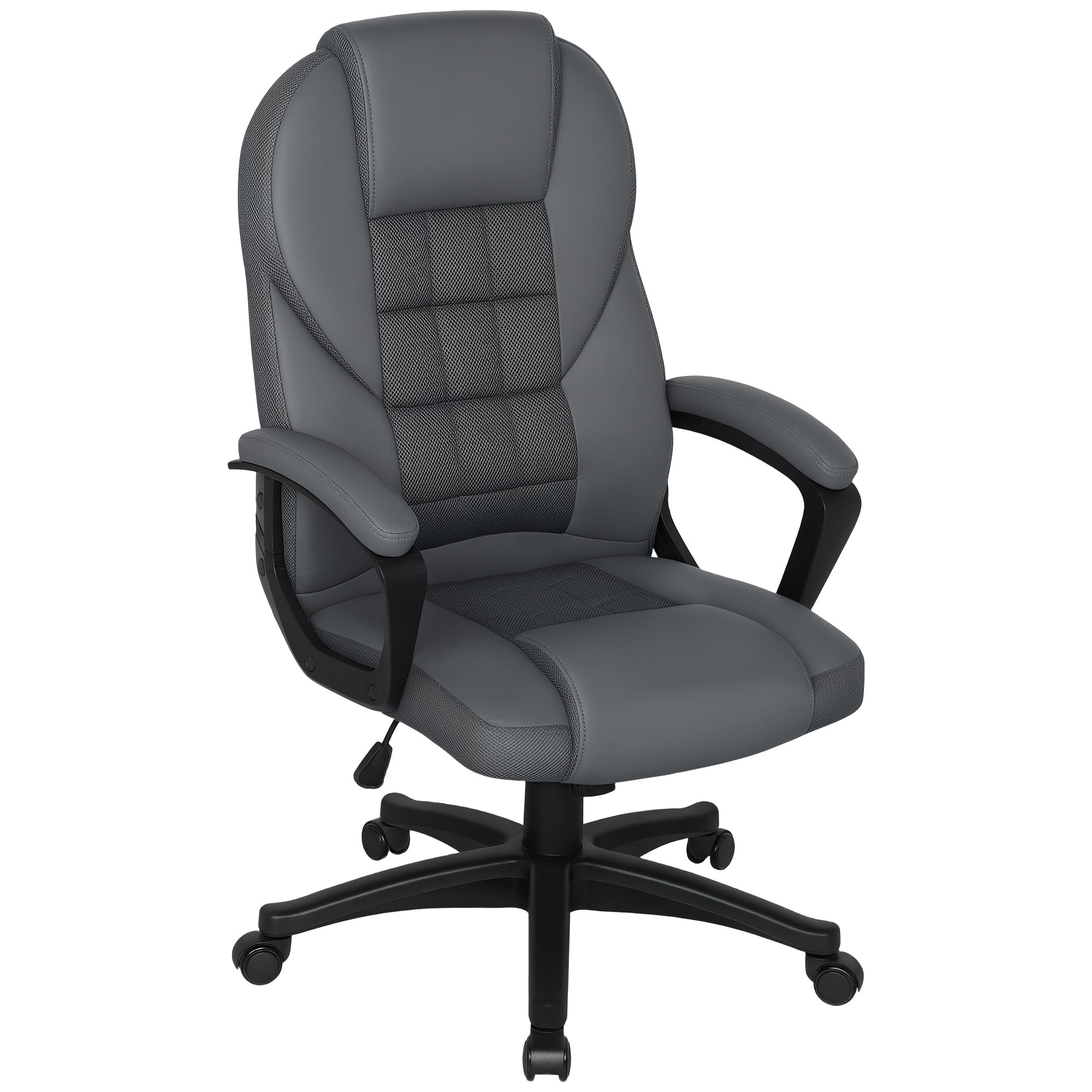 HOMCOM Executive Office Chair PU Leather High Back Swivel Charcoal Grey
