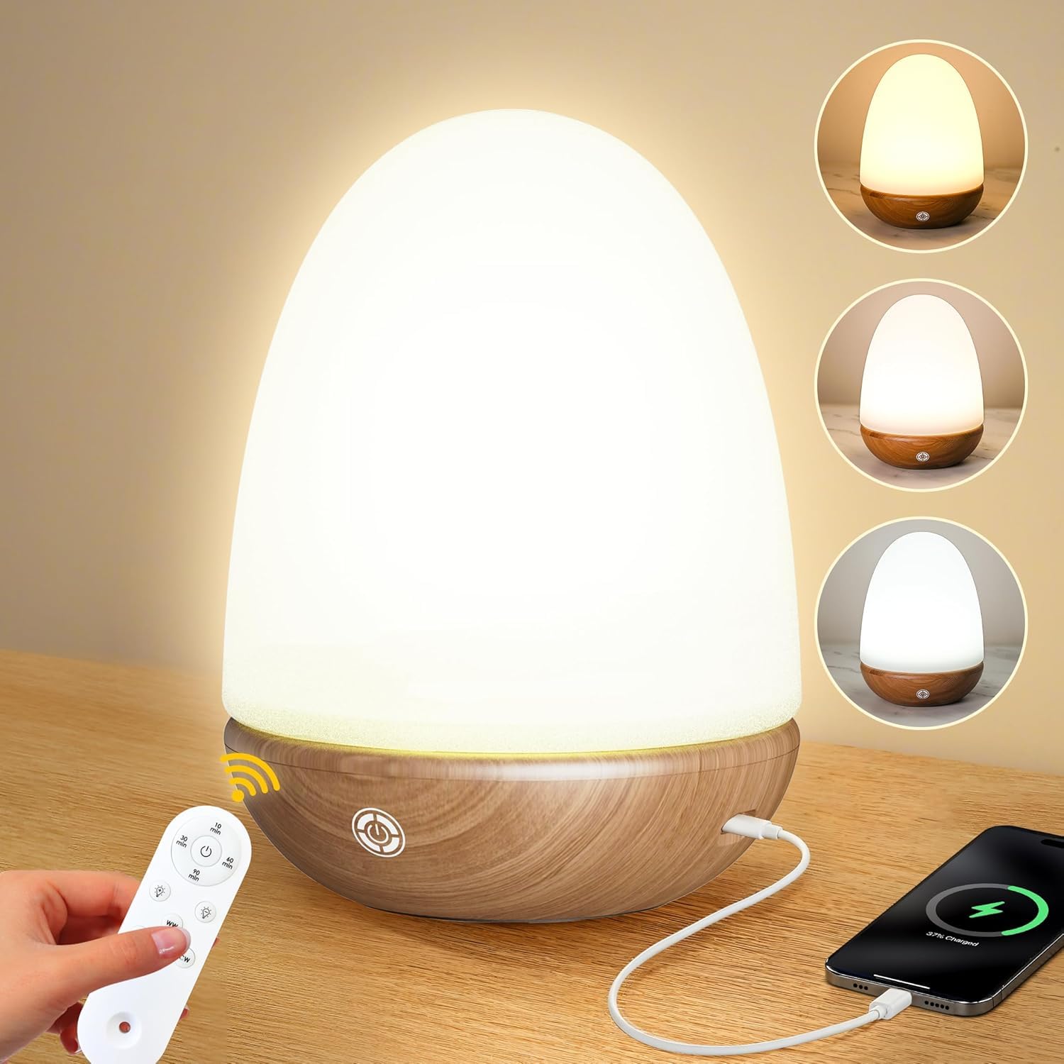 Lampe de luminothérapie pour SAD, 10 000 lux avec télécommande et contrôle tactile, lampe de lumière du jour rechargeable par USB pour améliorer l'humeur et améliorer le sommeil