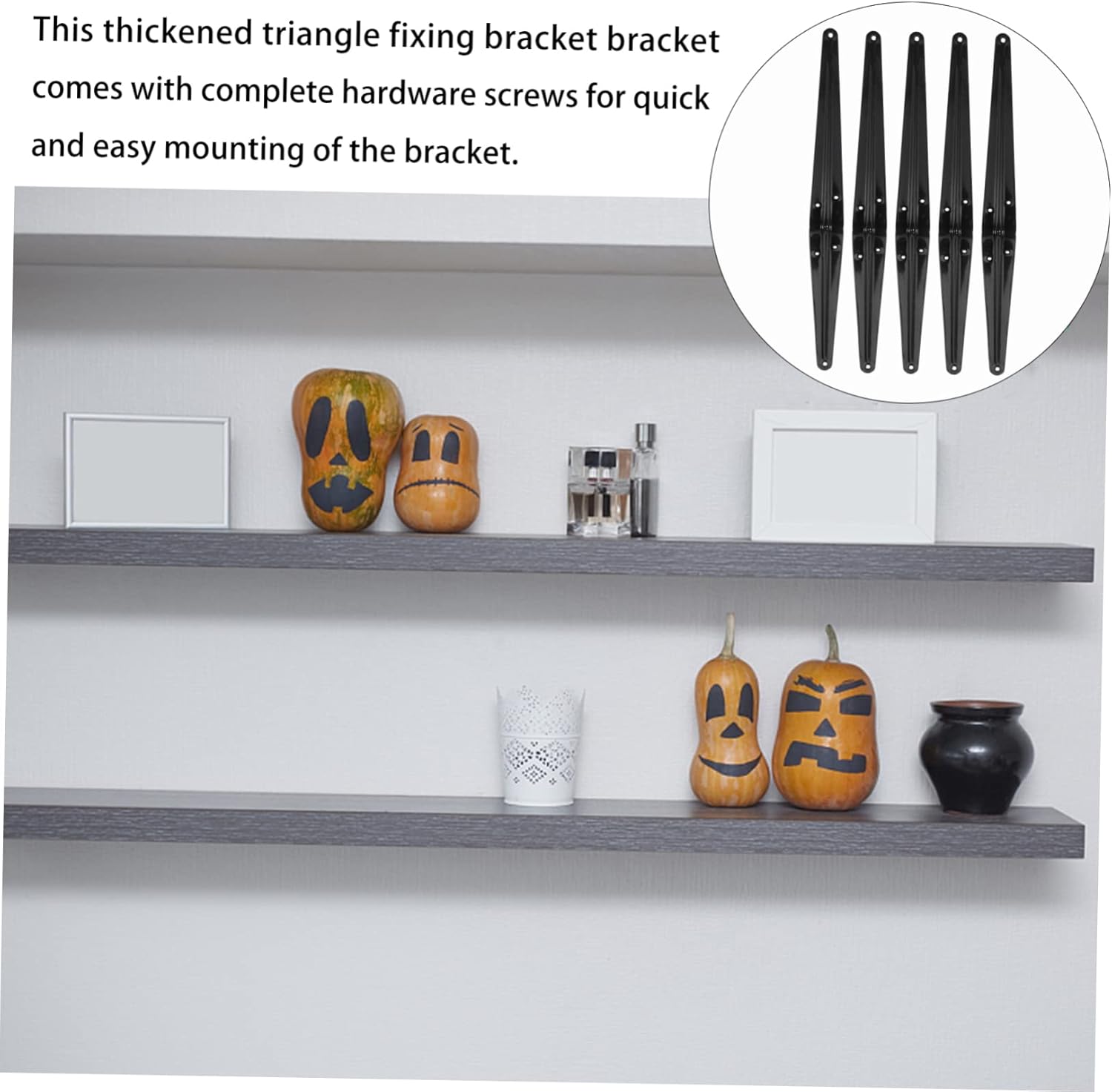 DOITOOL 10pcs DIY Space-Saving Metal Painted Thickened Triangle Bracket for Wall Shelf Brackets
