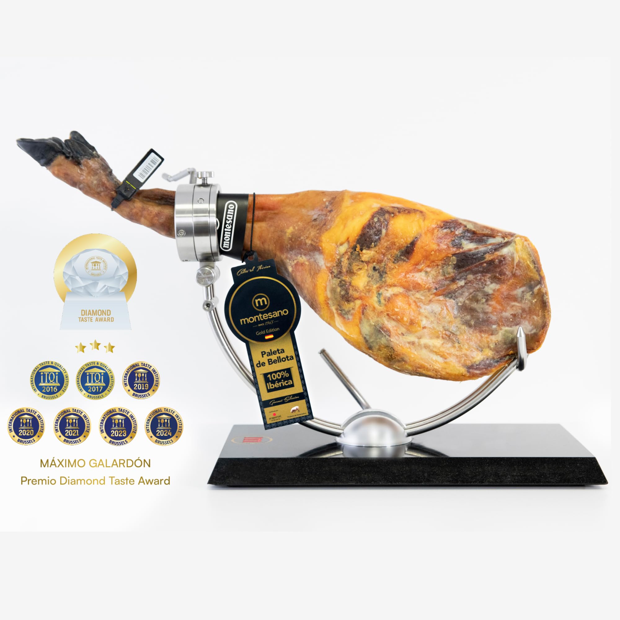 Ibéricos Montesano | Paleta de Bellota 100% Ibérica | 36 Meses de Curación | Criados en Libertad en la Dehesa Extremeña y Alimentado con Bellotas | Producto Gourmet Premium | 5-5.5kg