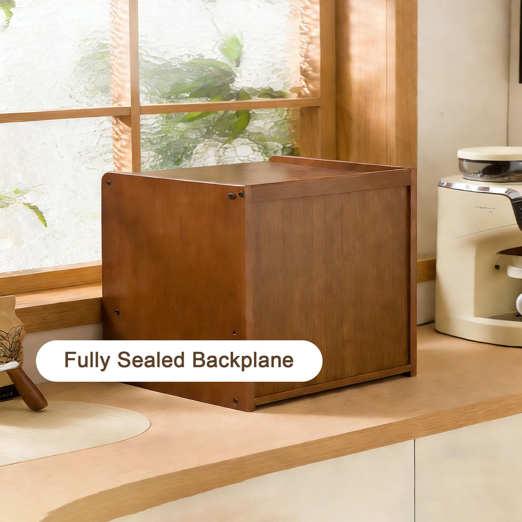 Armadietto da appoggio in bambù, armadietto da cucina in stile fattoria, extra large, credenza per dispensa, armadietto da bar per riporre tazze, naturale
