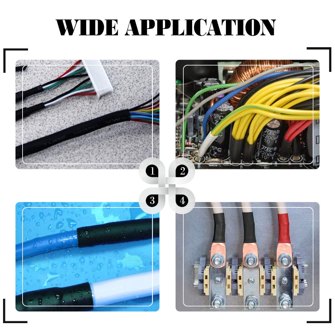 Glarks 360pcs Mixed Quick Disconnect Electrical Insulated Crimp Terminals Connectors Assortment Kit +100Pcs Copper Wire Lugs with Heat Shrink Set