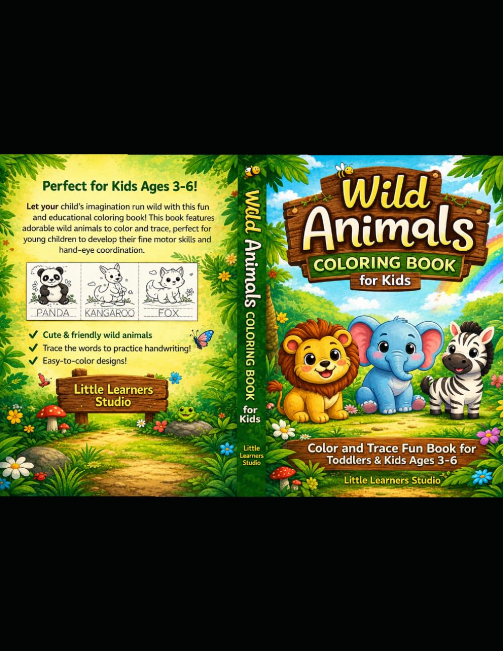 Wild Animals Coloring & Tracing Book for Kids Ages 3–6