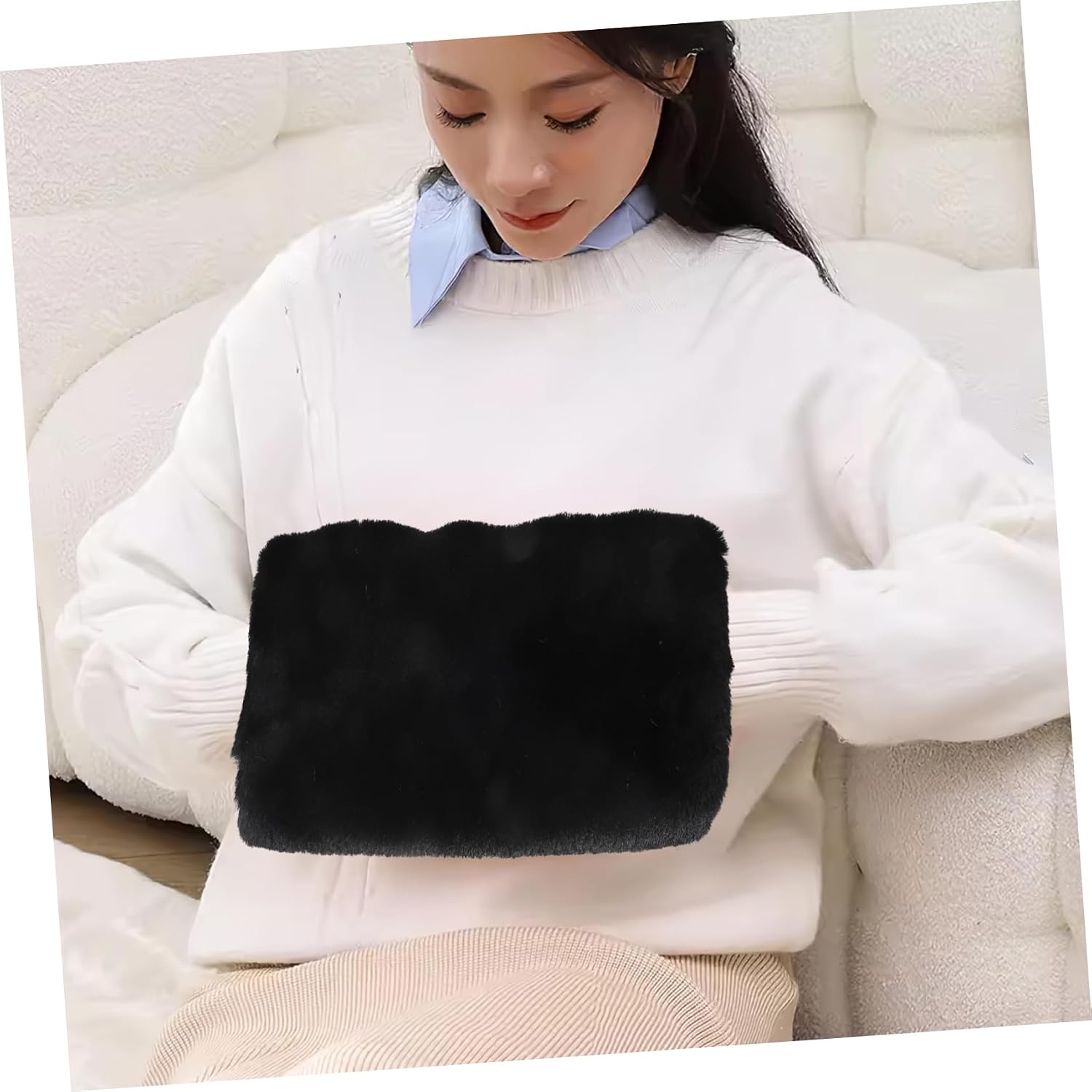 Delicate Faux Fur Hand Warmer Muff Stylish Winter Accessory Portable Cushion for Cold Weather for Women
