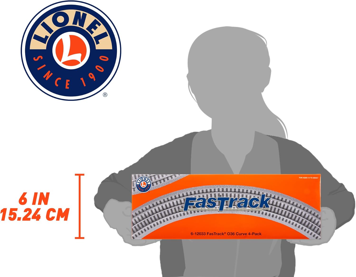 Lionel FasTrack Electric O Gauge, O36 Curve Track, 4-Pack