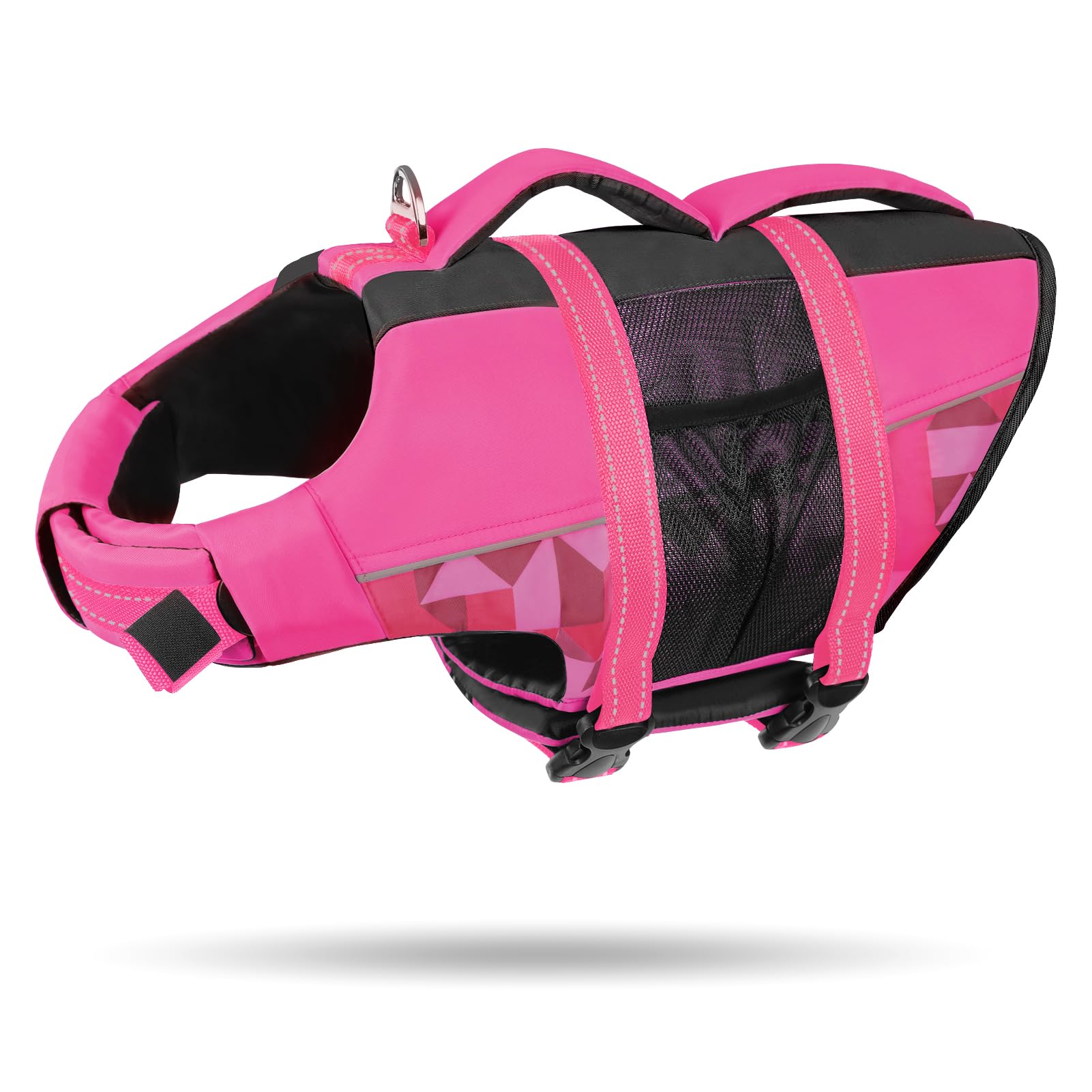 CITÉTOILE Giubbotti di Salvataggio per Cani, Regolabile Salvagente per Animali con Manico, Costume da Bagno di Sicurezza in Acqua per la Vela in Piscina Sulla Spiaggia, Rosa, XL