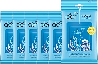 Godrej Aer Power Pocket Sea Breeze Bathroom Fragrance 10 g, 6-Pack, Blue