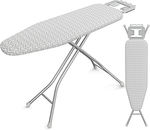 Miniatura 12 de Yaheetech Tabla de planchar plegable, tabla de planchar resistente con 9 alturas ajustables, cubierta de 4 capas y soporte de seguridad para la