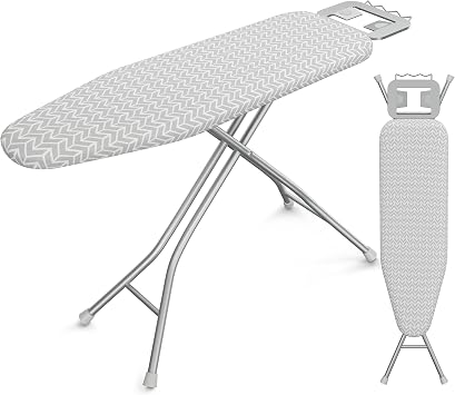 Yaheetech Ironing Board 43"x14" with Iron Rest, Foldable, Gray & White | Full Size Ironing Surface, Heavy Duty Steel X-Frame, 9 Adjustable Heights 21-36 Inches, Folds Flat for Small Spaces
