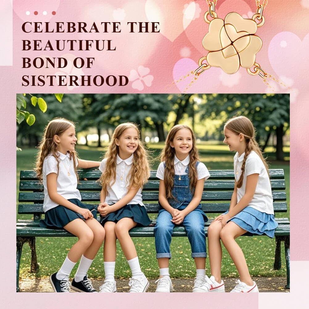 Freundschaftsketten für 4, 4 Pcs Beste Freund Halsketten BFF Halskette für 4 Mädchen Passend Vier Blatt Klee Anhänger Schwester Halskette für Frauen Graduierung Geburtstag