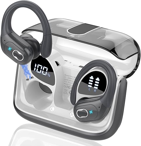 Miniatura 9 de Auriculares inalámbricos Bluetooth 5.4 de 75 horas para deporte, auriculares Bluetooth 2025 estéreo con graves profundos sobre la oreja con ganchos
