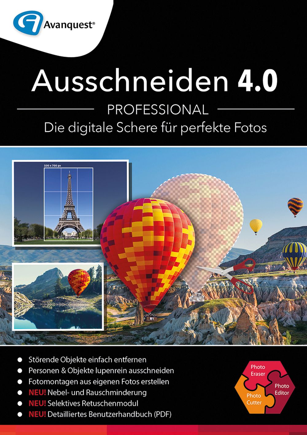 Ausschneiden 4.0 Professional - Bildbearbeitung, Freistellen, Fotomontage und digitaler Radierer! Windows 10|8|7 [Online Code]