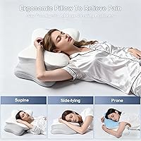 Vista 2 de Almohada cervical ergonómica para aliviar el dolor, almohada de espuma viscoelástica para el cuello, almohada de contorno de zona de alivio