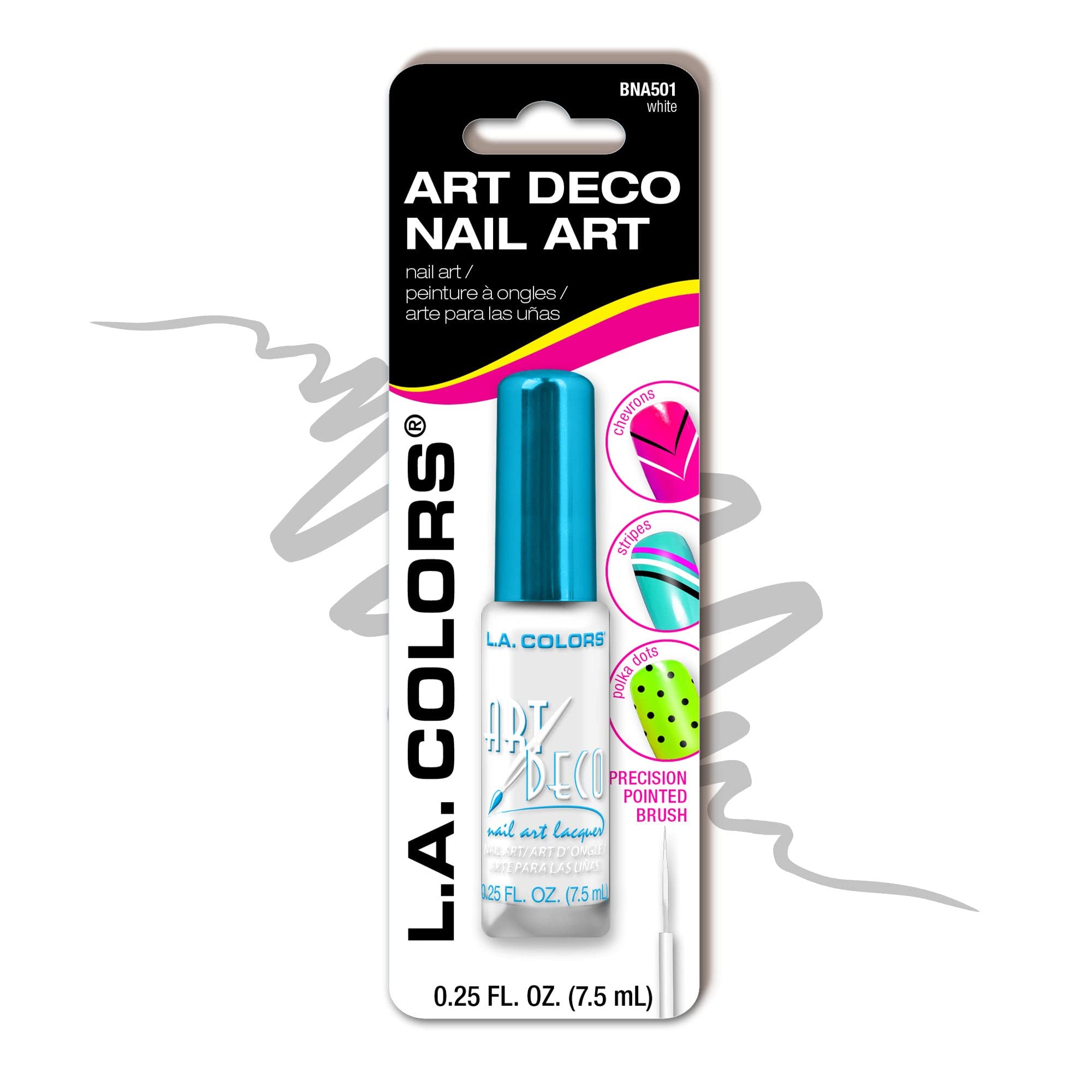 L A COLORS Art Deco Nail Art Polish White CBNA501
