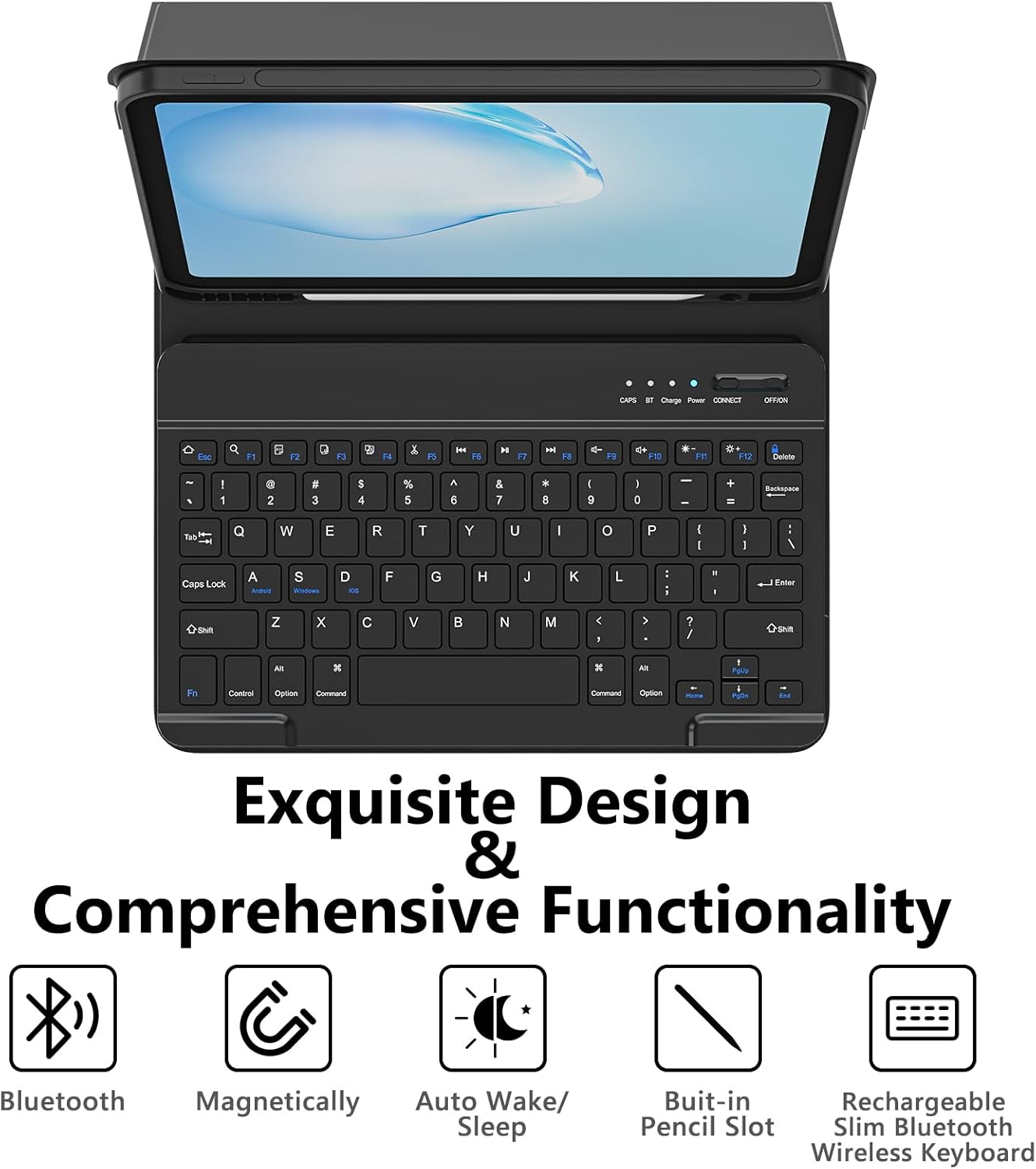 BQSS for iPad Air 11 Inch Case with Keyboard M4/M3/M2 (2026/2025/2024), Keyboard Case for iPad Air 10.9 Inch 5th/4th Generation (2022/2020) Detachable for iPad Pro 1st Case with Pencil Holder Black