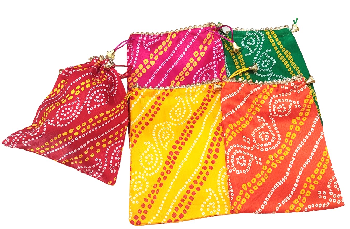 Chunri Print Fabric Potli Batwa Bag Bridal Purse Women handbag Shagun Pouch Return Gifts MultiColor-image-24