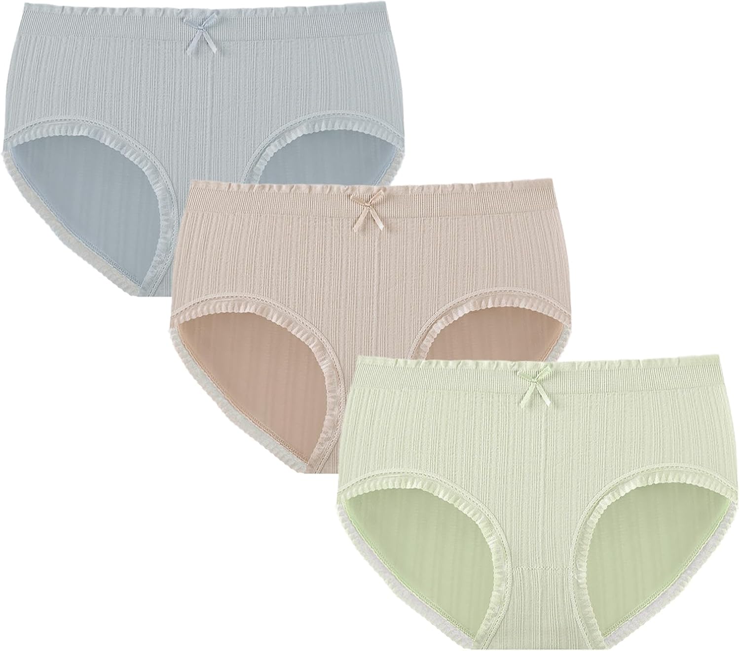 PATPAT Girls' Underwear, Soft Panties for Kids Teens, Comfort Breathable Light Briefs, 3-Pack, Size M for 9 10 11 12 13 Year