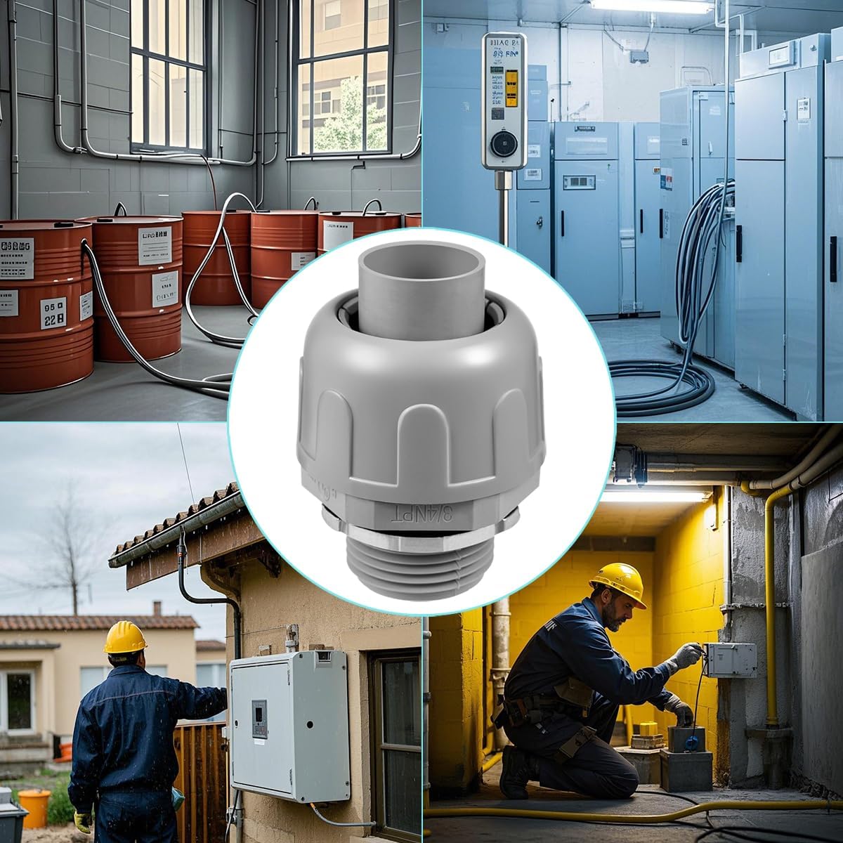 64 Pcs 3/4 Inch Liquid Tight Connector NPT Non-Metallic PVC Electrical Flexible Conduit Fittings, UL Listed - 180 Degree Straight