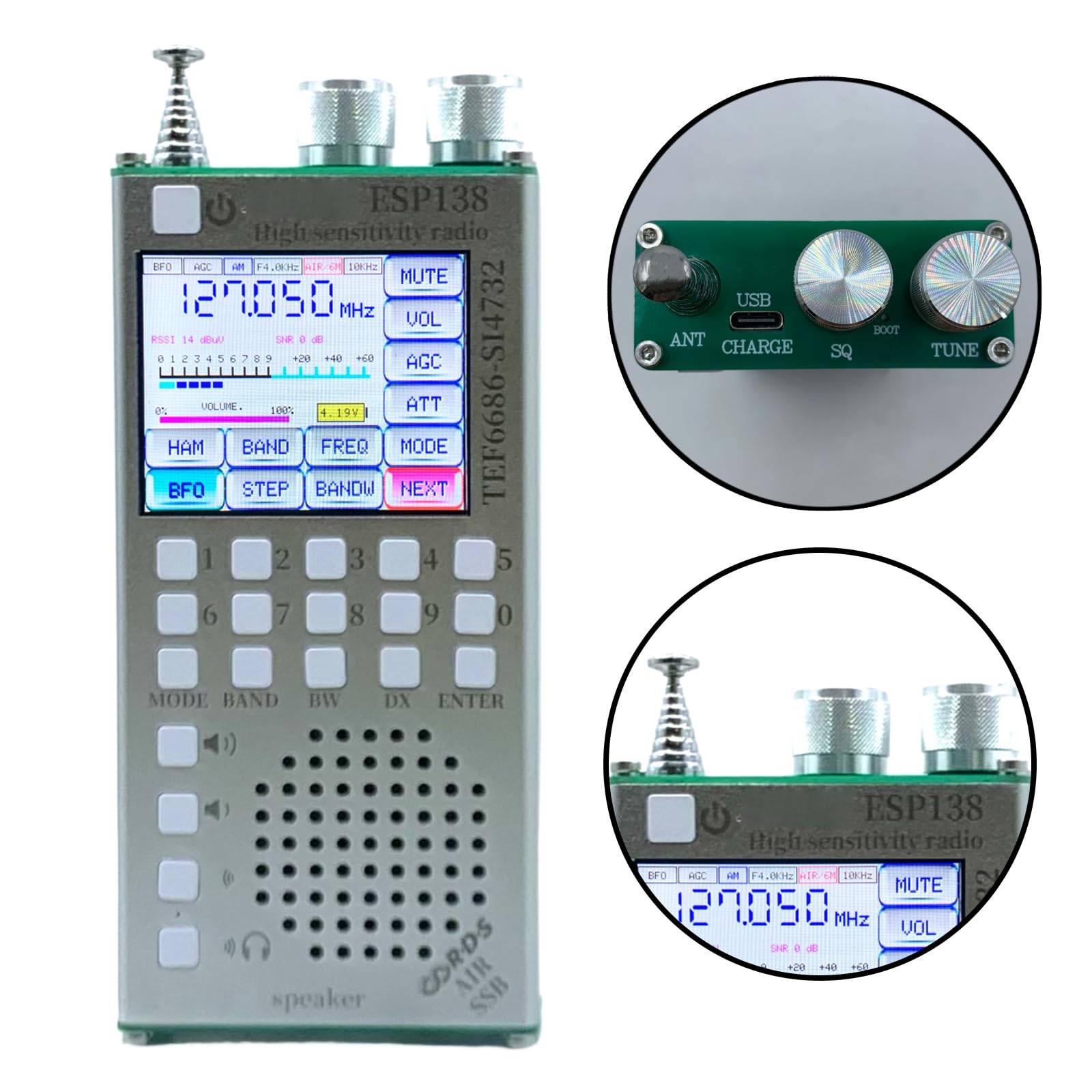 Receptor de radio portátil TEF6686 BT RDS Data Radio Receiver (Plata)