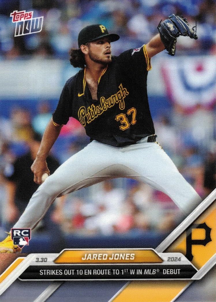 2024 Topps Now #23 Jared Jones Rookie Card Pirates - Wins in MLB Debut
