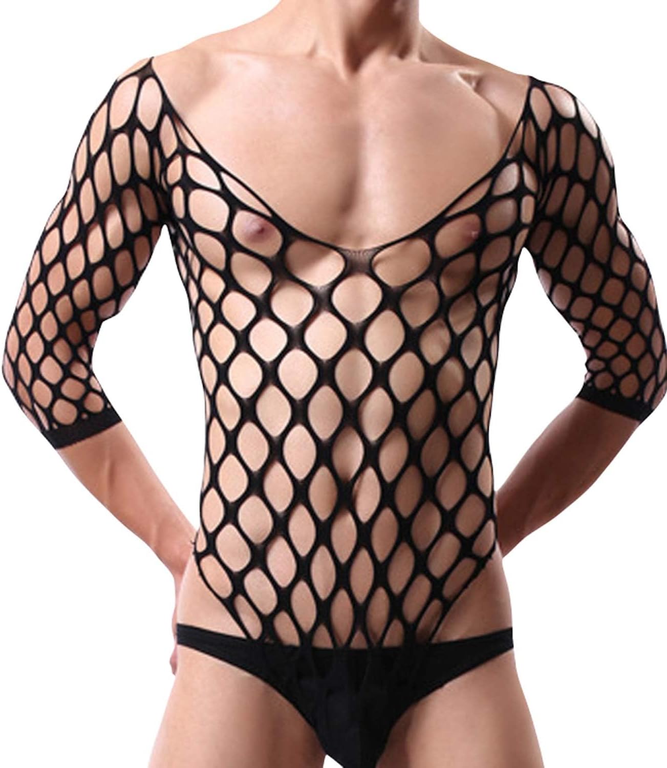 Fishnet Bodysuit Sissy Clothes for Men, Mens Sheer Thong Bodysuits, Mens Mesh Bodysuit, Men's Sexy Hollow-Out See-Through Elastic Fishnet Lingerie Set, Valentine Day Gift Mens Lingerie for Him Her 27