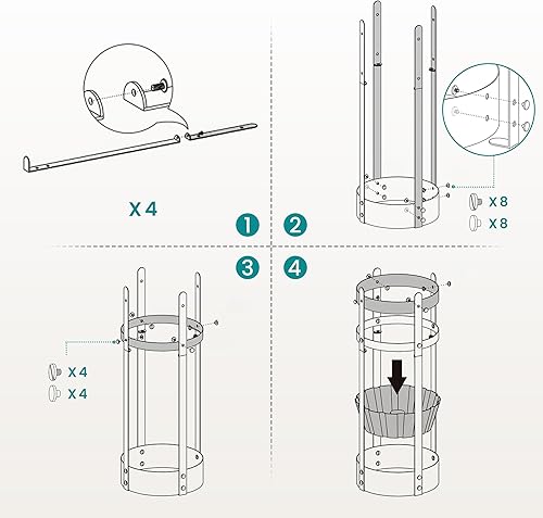 Miniatura 2 de SONGMICS Soporte para Paraguas, Soporte Redondo de Acero para Paraguas, 7.7 x 7.7 x 21.7 Pulgadas, con Bandeja de Goteo Desmontable, para Entrada