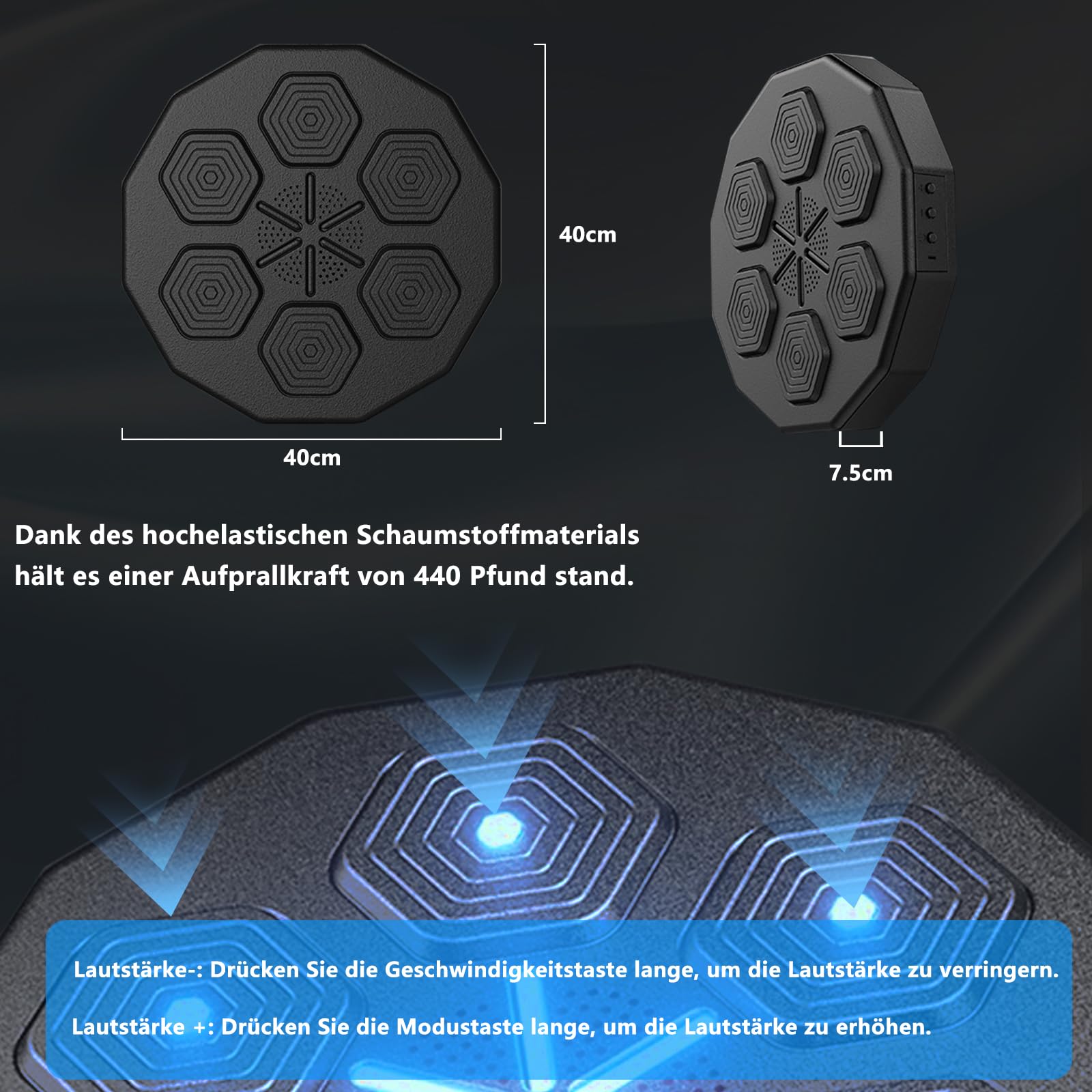 Bluetooth Musik Boxing Machine, Intelligente Boxmaschine Zur Wandmontage für Heimübungen Dekompression, Boxen Training Geräte mit Boxhandschuhen für Kinder, Erwachsene, Heimtraining, Fitnessstudio