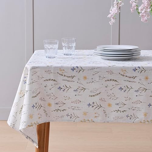Botanical Wildflower Rectangle Table Cloth 52" x 70”, Waterproof & Stain Resistant Table Cloth, Party Table Decor, Housewarming Gifts